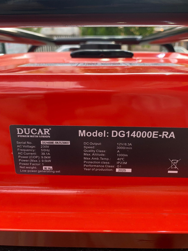 موتور برق دوکار 9.5 کیلووات مدل DG14000E-RA - ریموت دار